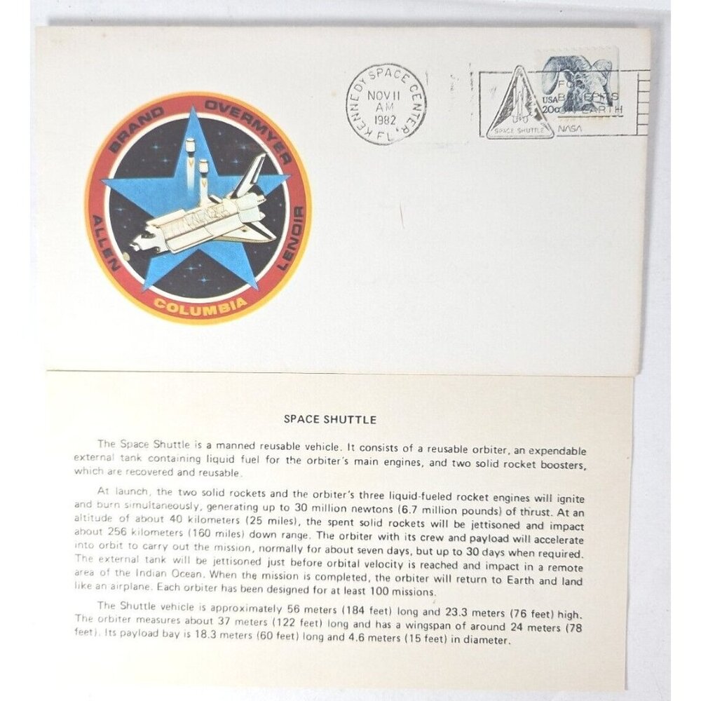 1982 Columbia Logo  Kennedy Space Center FL Space Shuttle  Cancellation